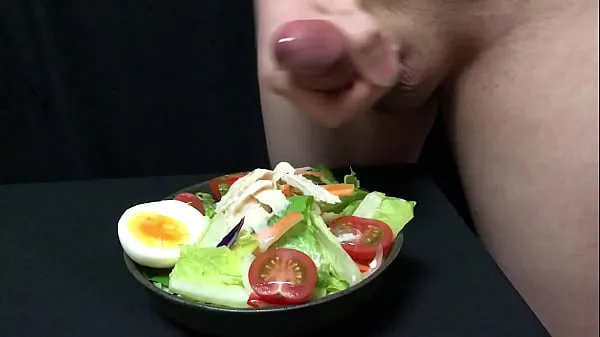 Ny Cumshot on Salad fresh tube