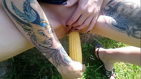 New Lucy Ravenblood fucking pussy with corn in public fresh Tube