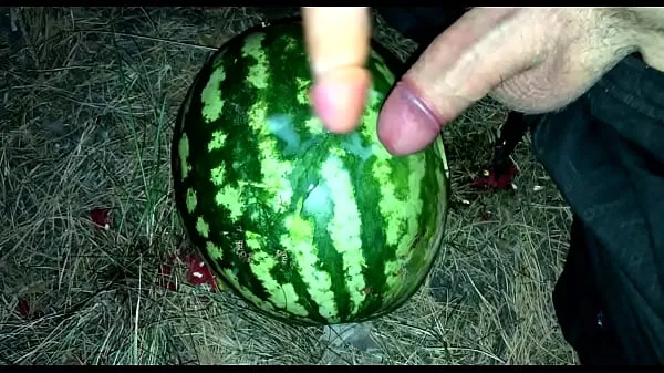 ใหม่ I found a WATERMELON in the forest and fucked it with two members / Male orgasm / Russian dirty talk / Dildo Tube ใหม่