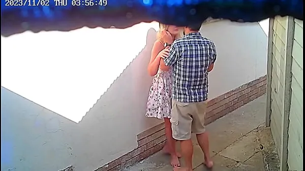 Νέος Cctv camera caught couple fucking outside public restaurant φρέσκος σωλήνας